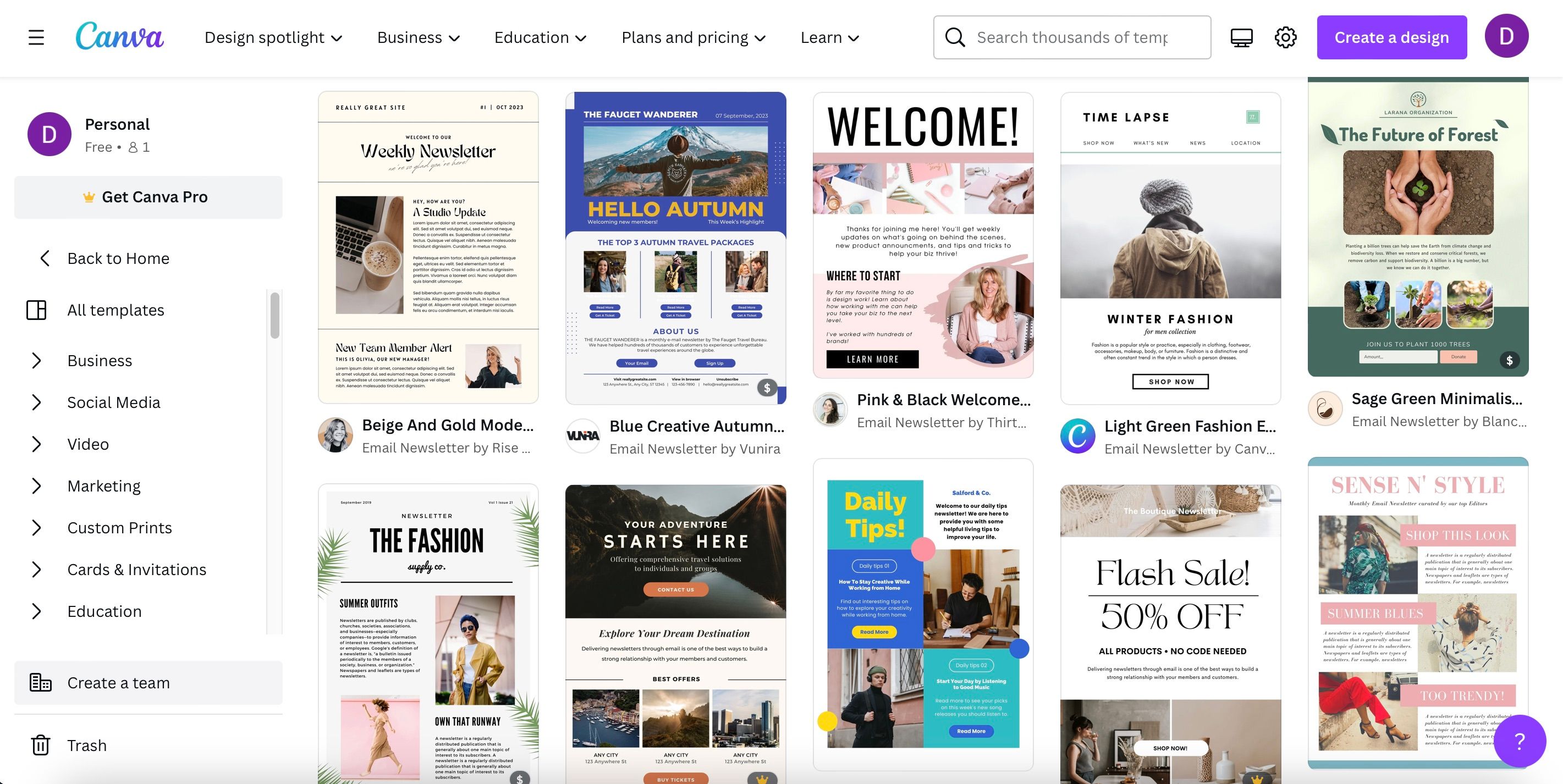 Шаблоны рассылок в Canva