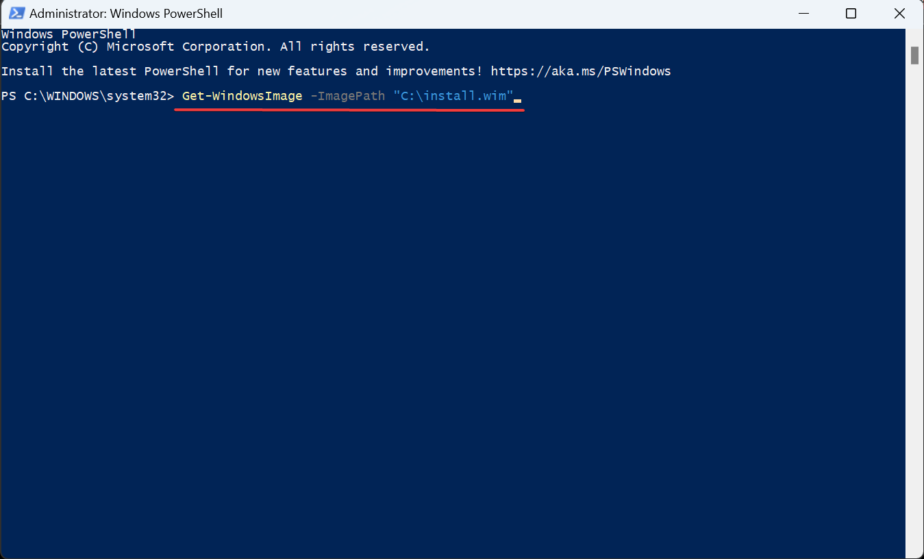 Команда Get-WindowsImage в PowerShell