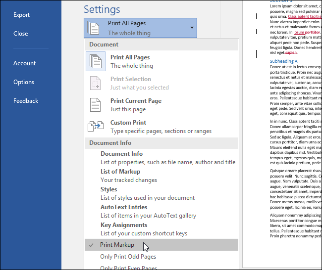 Отключение опции печати пометок
