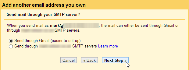 Выбор способа отправки: через Gmail или SMTP