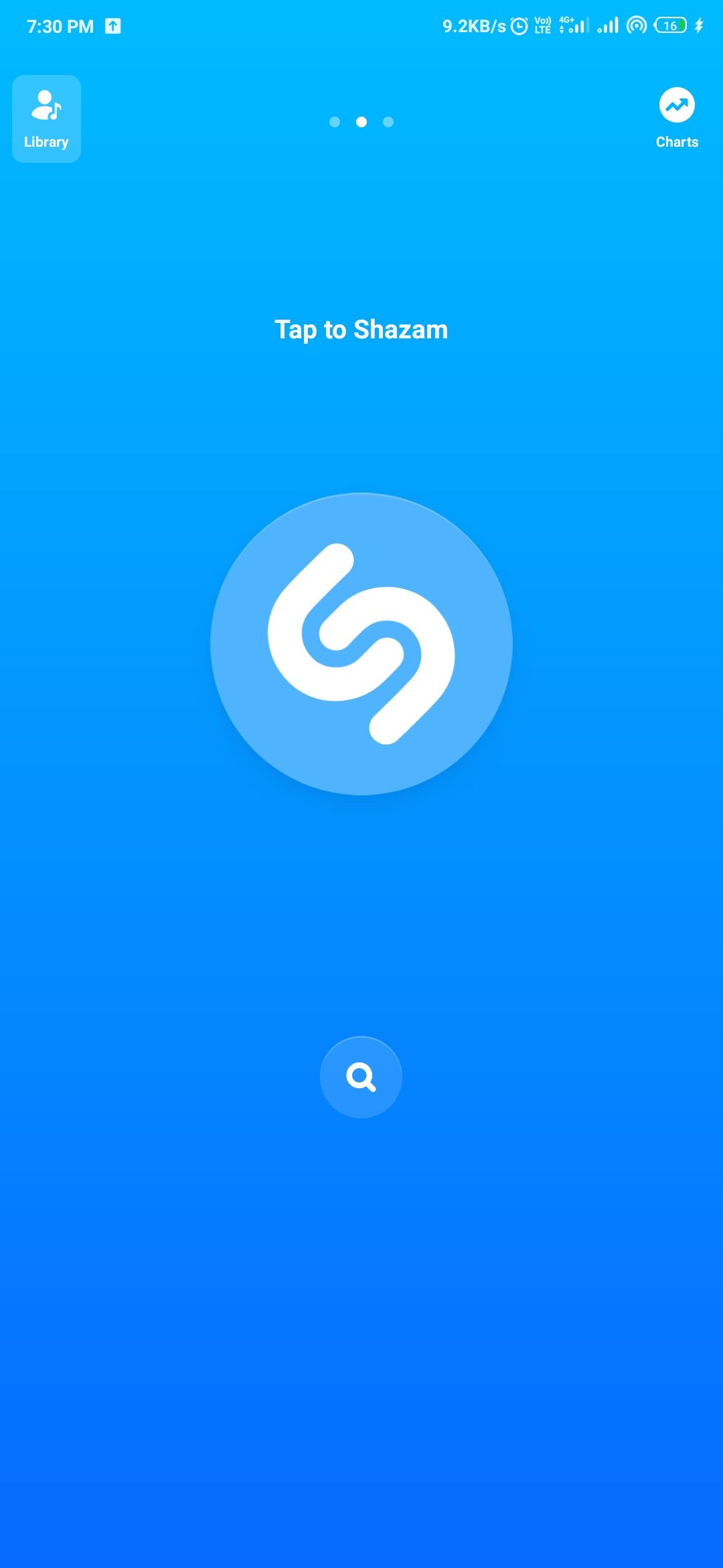 Главный экран Shazam