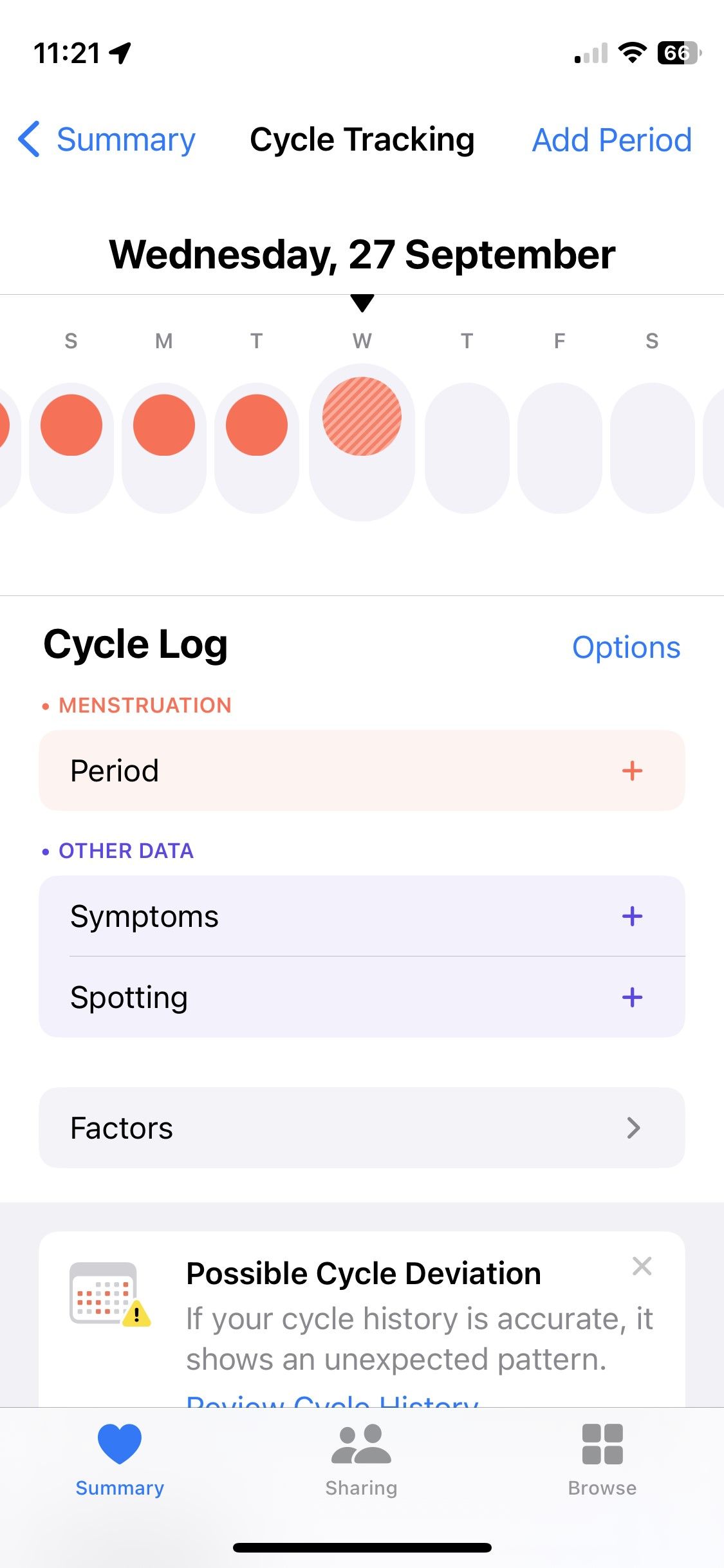 Приложение Cycle Tracking на Apple Watch
