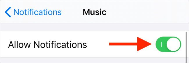 Выключите Разрешить уведомления для Музыки