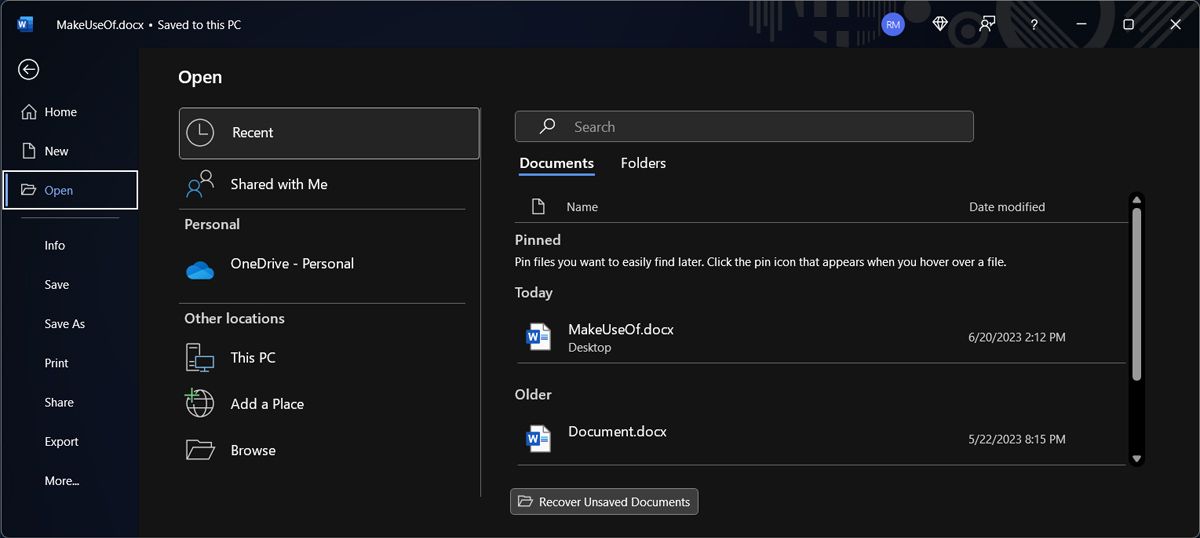 Список автоматически сохранённых файлов в Microsoft 365