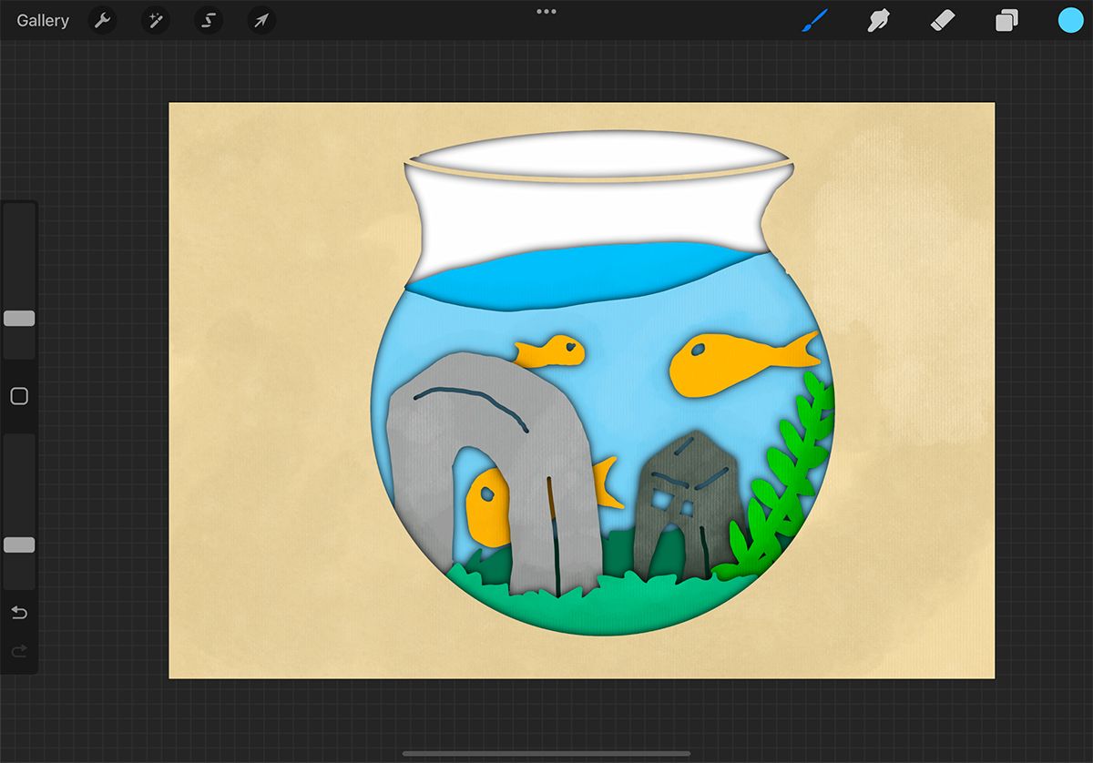 Текстура бумаги на иллюстрации в Procreate.