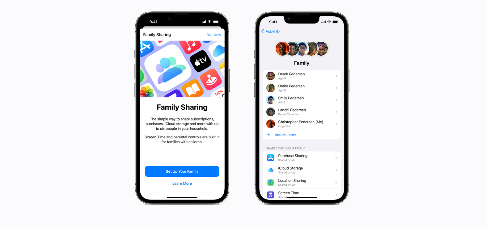 iCloud+ Family Sharing Menu on an iPhone