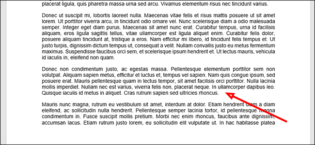 Курсор в документе у места вставки разрыва