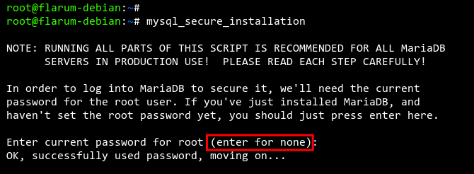 Настройка пароля MariaDB