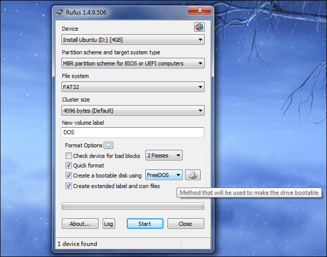 Создание загрузочной DOS‑флешки с помощью Rufus