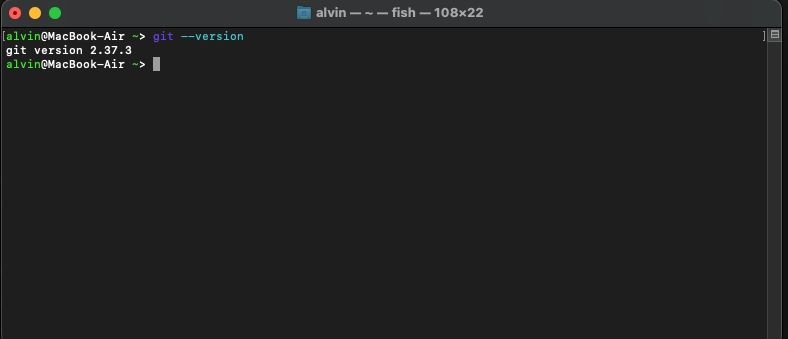 Проверка версии Git в терминале macOS