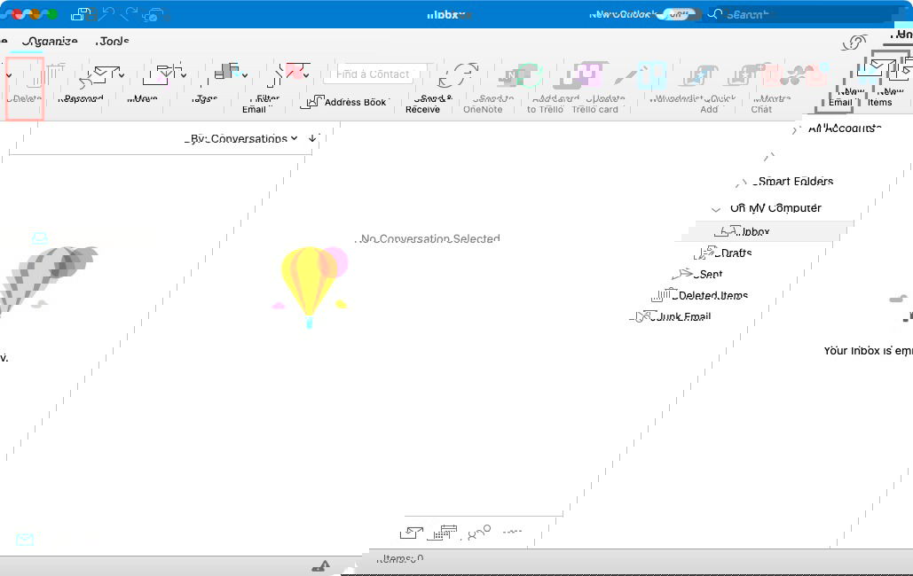 Создать письмо на вкладке Главная в Mac