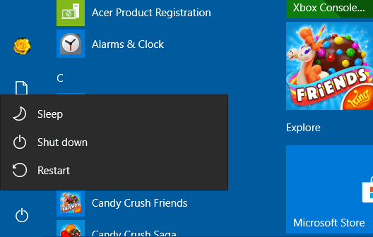 Опция перезагрузки Windows 10 с удержанием Shift