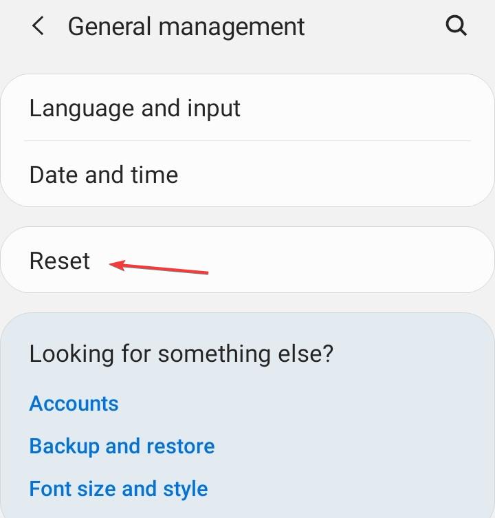 Меню Сброса в Android