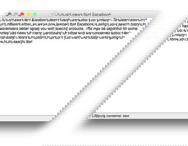 Открытие текстового клиппинга для копирования