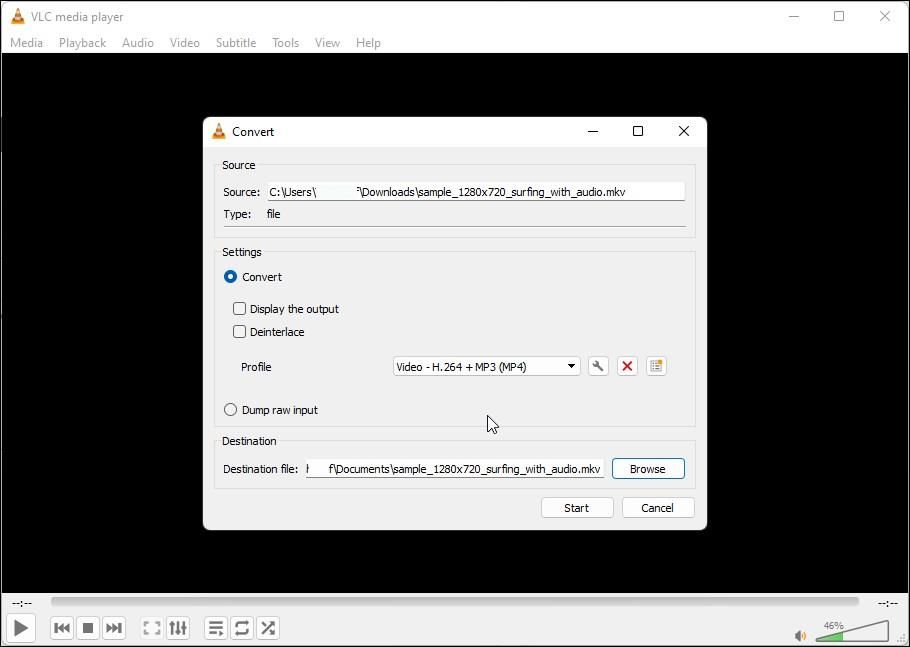 VLC — выбор профиля и назначения
