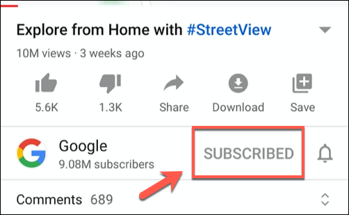 Кнопка «Подписаны» под видео в приложении