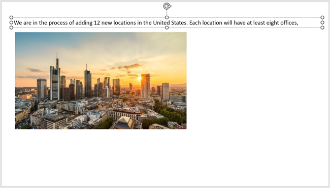 Текст в текстовом поле на слайде