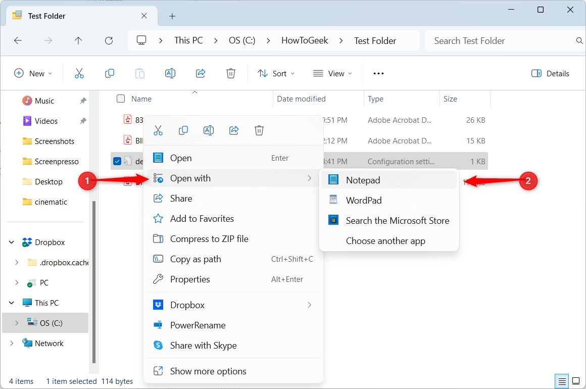 Контекстное меню файла desktop.ini в Проводнике