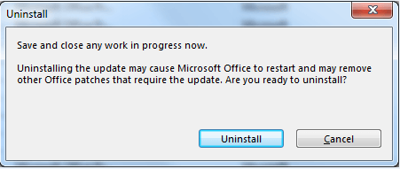 Подтверждение удаления обновления