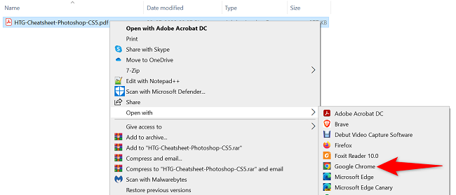 Выберите Открыть с помощью > Google Chrome.