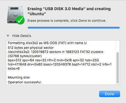 Процесс форматирования USB в Дисковой утилите