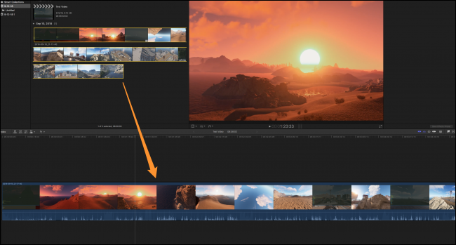 Монтаж клипов на таймлайне