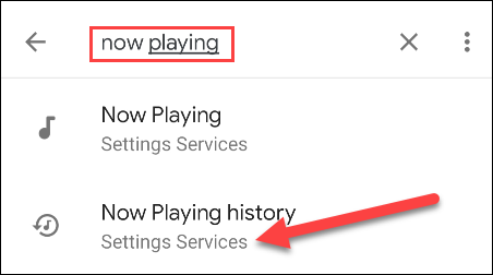 Поиск истории Now Playing в настройках