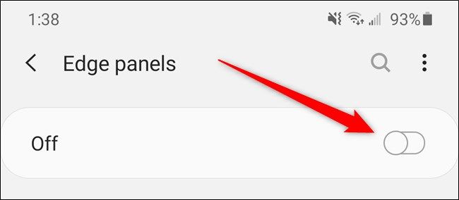 Переключатель для отключения панелей Edge на Galaxy S20