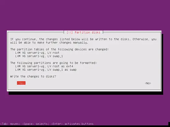 Подтвердите запись изменений партиционирования