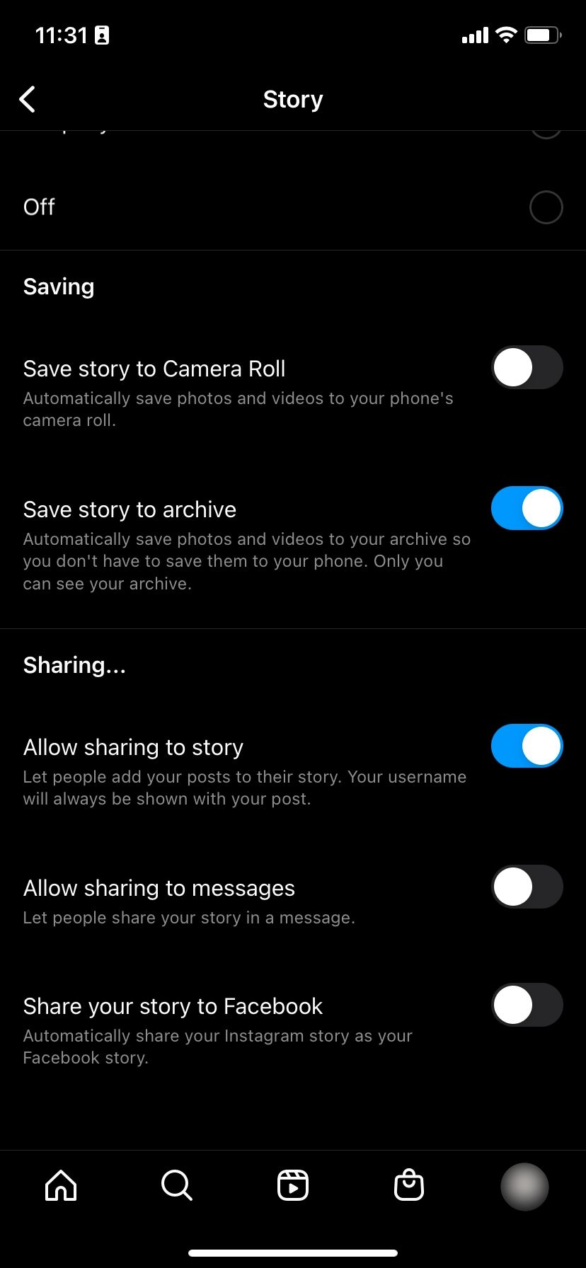 Параметры репостов и переправки историй