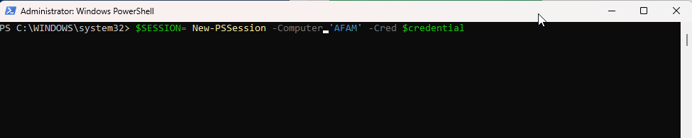 Скриншот: создание и использование PSSession
