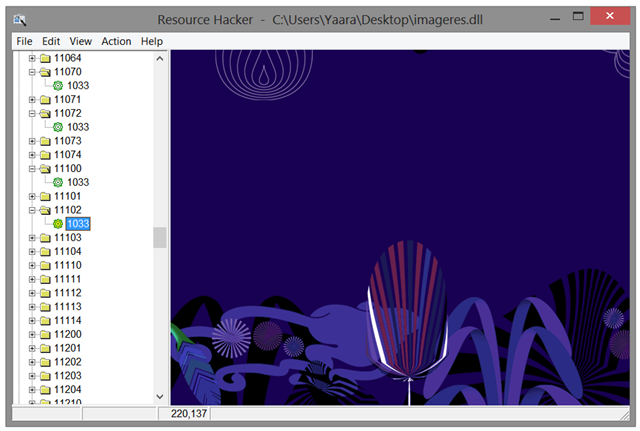 Пример: выбранный ресурс и кнопка сохранения в Resource Hacker