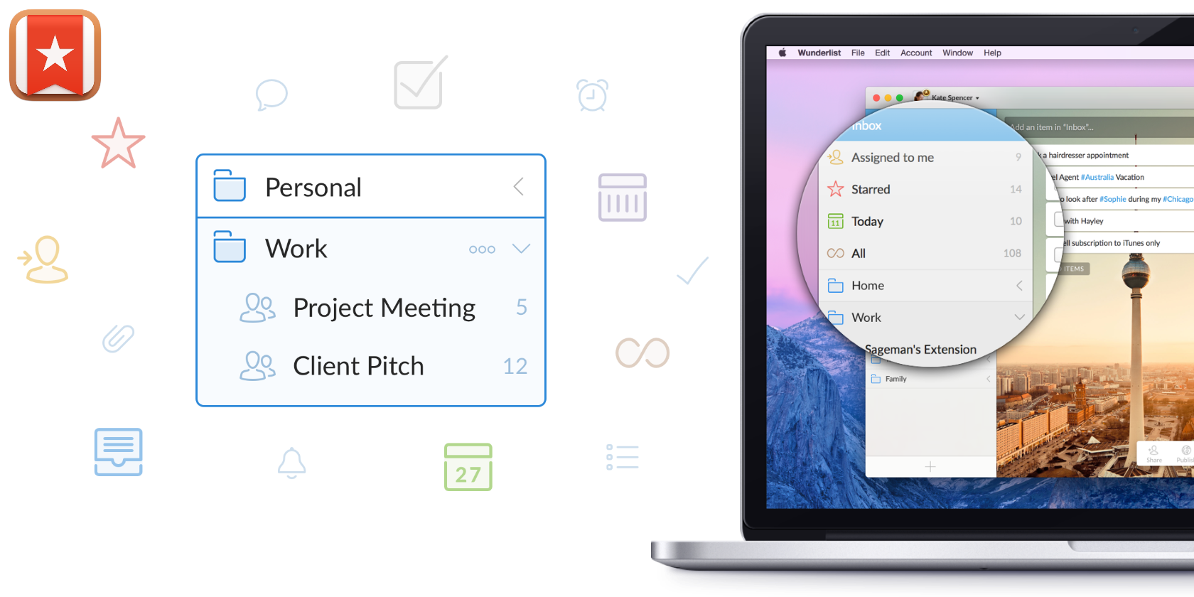Wunderlist: папки и быстрый ввод задач