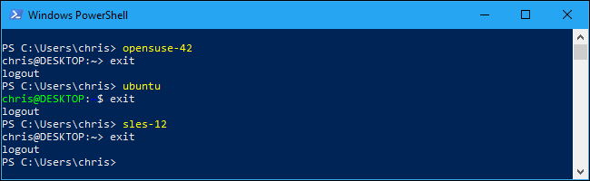 Команды запуска дистрибутивов в Microsoft Store