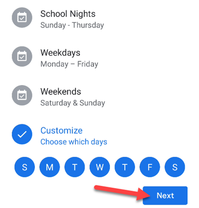Choose a day schedule.