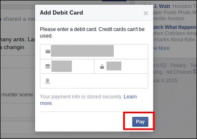 Пример подтверждённого платёжного экрана в Messenger
