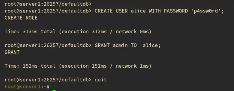 Создание пользователя администратора в CockroachDB
