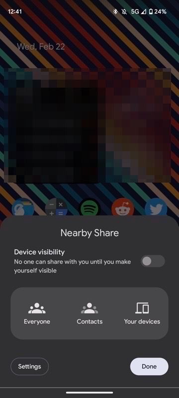 setting Nearby Share visibility