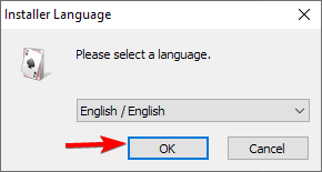 Окно установки: выбор языка