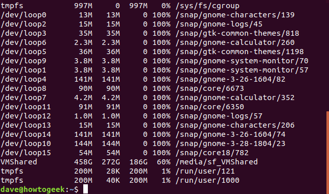 Вывод df с опцией -h, показывающий размеры в удобных единицах
