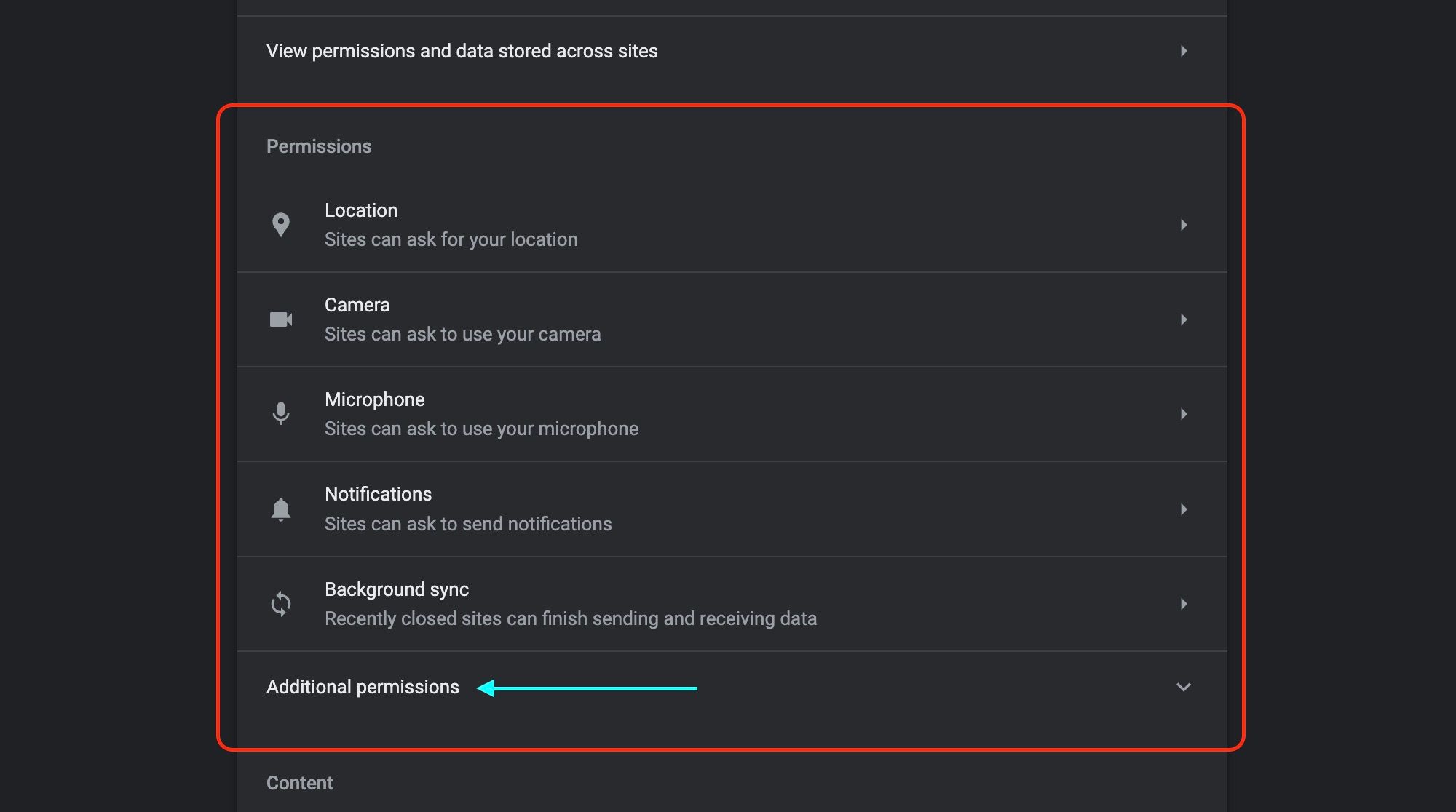 Настройки разрешений сайтов в Google Chrome