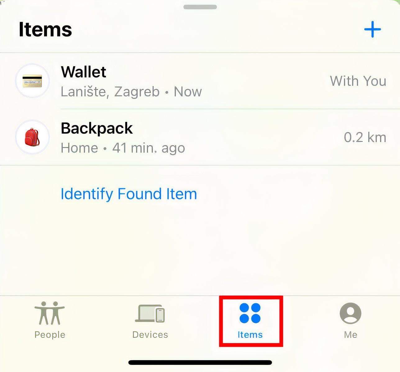 Список отслеживаемых предметов во вкладке