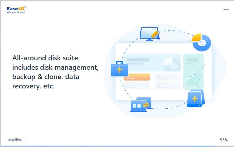 Логотип и интерфейс EaseUs Partition Master для восстановления разделов
