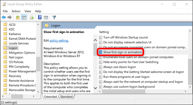 Locate the setting in the right pane and double-click on it.