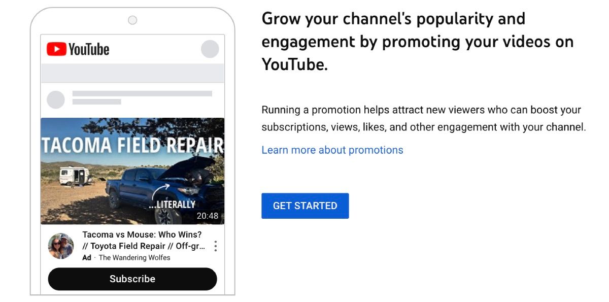 Опция продвижения видео в YouTube