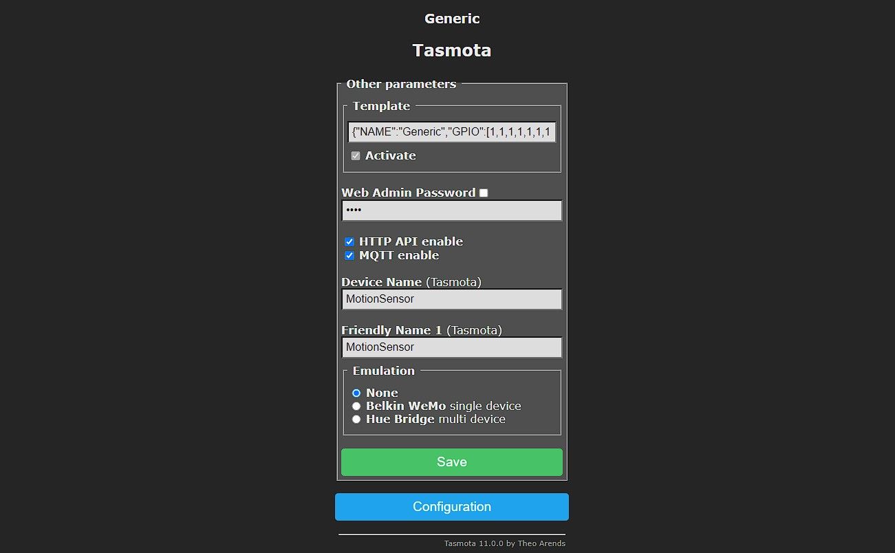 Присвоение имени датчику движения