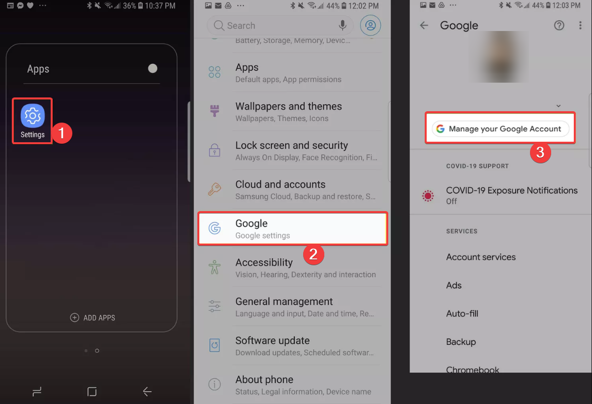 Настройки Google в Android