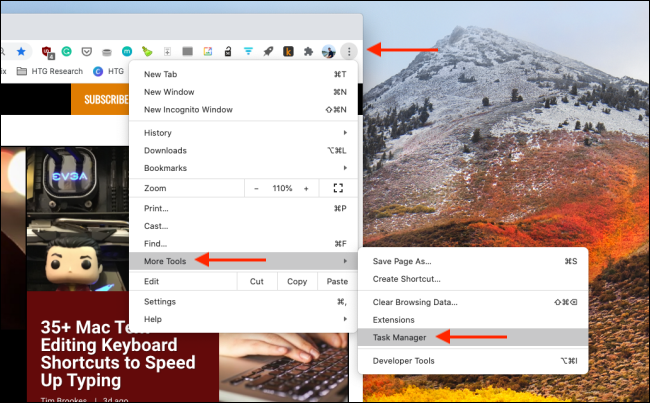 Открыть Диспетчер задач в Chrome