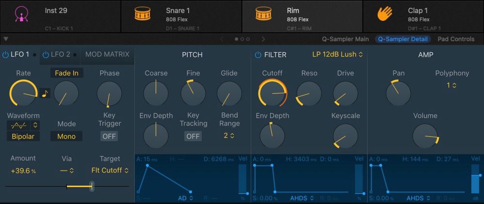 Q-Sampler Detail в Drum Machine Designer