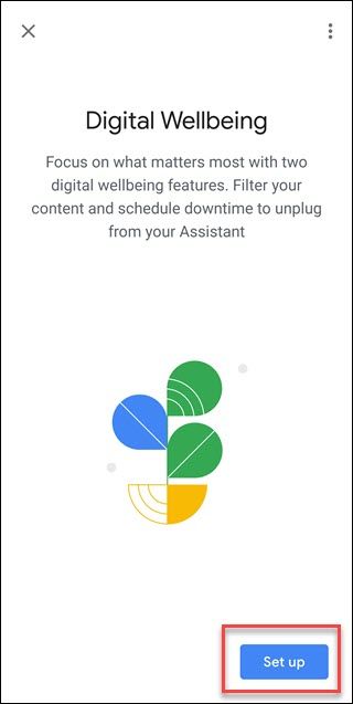 Кнопка для начала настройки Digital Wellbeing